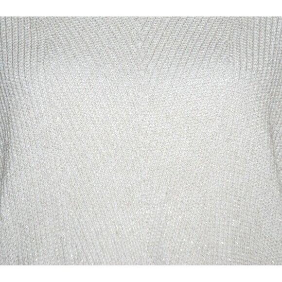 Chaps Cream Ivory Sweater Size 1X V-Neck Gold Metallic Stretch Long Sleeve - Picture 3 of 9